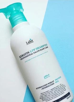 Кератиновый безсульфатный шампунь la`dor keratin lpp shampoo ph 6,0, 530 ml