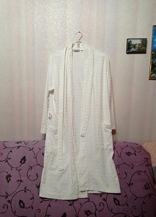 Трикотажний білий бавовняний халат (пог-48+см) 82