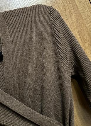 Трикотажне плаття сукня в рубчик шоколадне (весна-осінь)