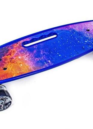 Пенни борд с ручкой scale sports "space" 57 х 16 см (cветящиеся колеса) 87993766