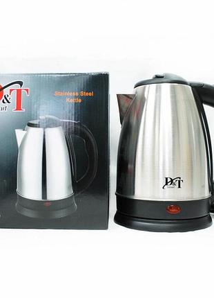 Электрочайник дисковый d&t dt-803 1800w 2 л silver