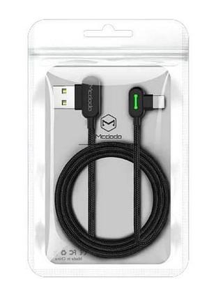 Двосторонній зарядний кабель для iphone ipad mcdodo 90° usb to lightning з led-підсвіткою 50 см