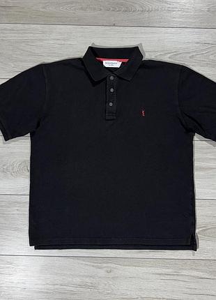 Чорна елітна поло ysl юсл yves saint laurent pour homme ysl logo, s,оригінал