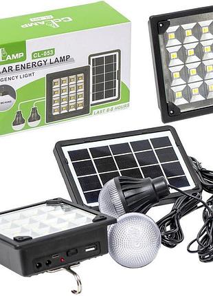 Портативная система освещения cclamp cl-053 фонарь + 2 led лампы + солнечная панель 2200 mah (3_03157)