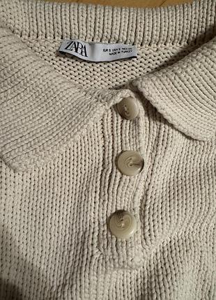 Укорочений молочний светр zara 2