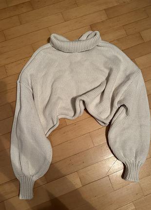 Укорочений молочний светр zara 3