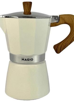 Гейзерна кавоварка 450 мл magio mg-1009 white