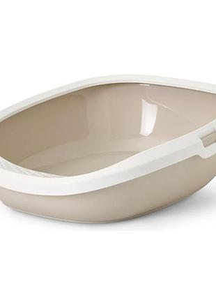 Туалет для котов с бортиком savic gizmo medium 44 х 35.5 х 12.5 см бело-бежевый (5411388201517)