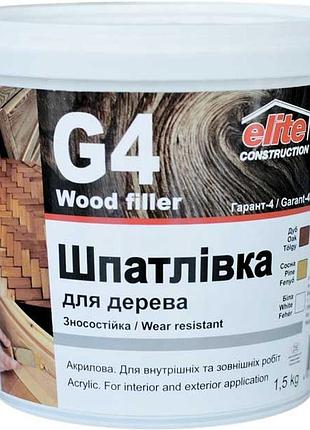 Шпатлевка по дереву высокопрочная усиленная elite construction гарант-4 1.5 белая