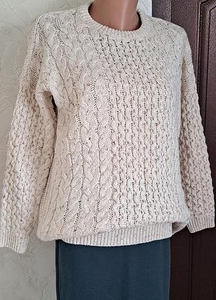 Брендовый свитер оверсайз с узором в косы