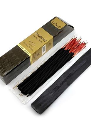 Благовония сандал sandalwood tulasi 40 штук аромапалочек и деревянная подставка (dn34401)