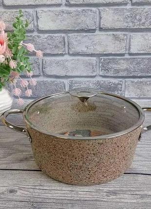 Каструля 4,2 л 24х12 см з антипригарним покриттям o.m.s 3116-24-4,2 л-sandy beije