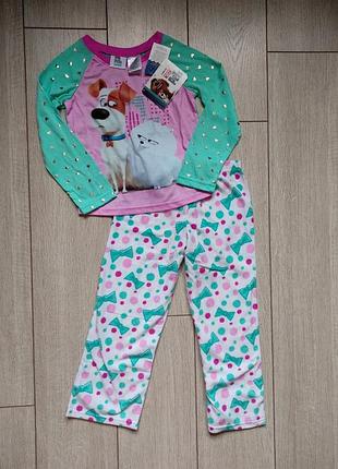 Домашний костюм для девочки, фирменная теплая пижама "тайная жизнь домашних животных"., оригинал