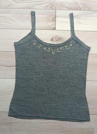 Топ debenhams трикотаж на бретелях серый s-m