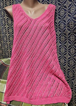 Майка вязаная с люрексом малиновая