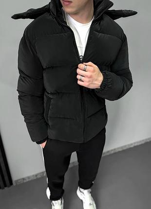 Чоловіча куртка тепла зимова унісекс з капюшоном зручна в носінні дута куртка вкорочена