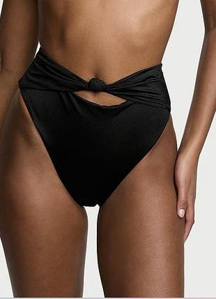 Черные высокие купальные плавки трусики от купальника высокая посадка купальник с высокими трусиками утяжка s m высокий вырез на ногу виктория сикрет