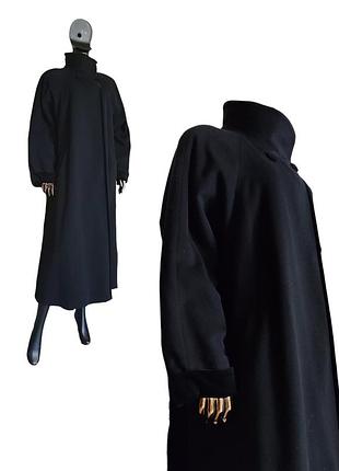 Роскошное длинное шерстяное пальто с велюром