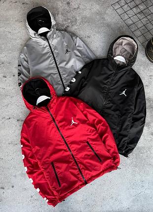 Чоловіча двухстороння куртка nike jordan плюш з капюшоном, куртка зима осінь на змійці