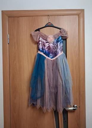 Яркое карнавальное платье на хелловин на 7-8 лет