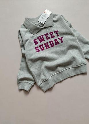 💜 тепленький, свитшот с воротничком от французского бренда 💞 kiabi 

👌бархатная надпись, внутри на флисике - отличного качества