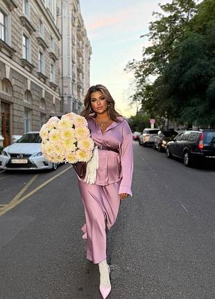 Жіночий комплект (сорочка + спідниця-міді)женский костюм