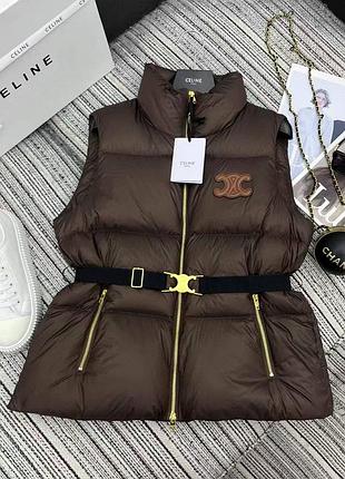 Коричневая тёплая жилетка люкс