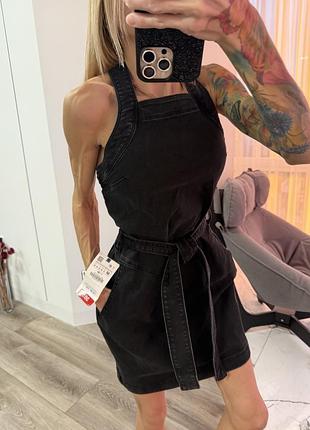 Джинсовий сарафан чорний zara жіночий