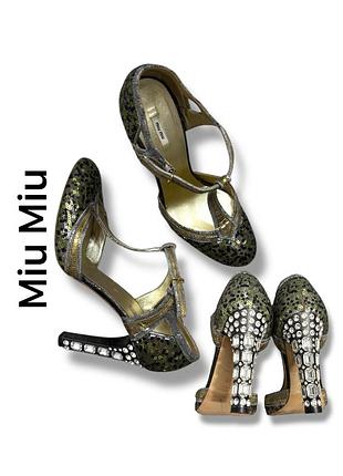 Босоножки miu miu со стразами сваровски и пайетками лимитированная коллекция винтаж