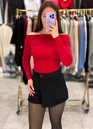 Чорна міні спідниця-шорти коротка тепла кашемір з вовною висока посадка потаємна блискавка 1672 хс, с, м