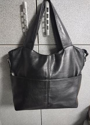 Большое содержание кожаная сумка с многими карманами