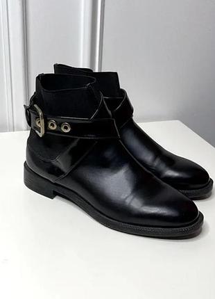 Женские ботильоны zara trafaluc из кожи с лаковыми вставками