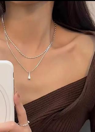 Серебристая ожерелье цепочка