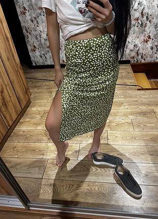 Літня міді спідниця з розрізом