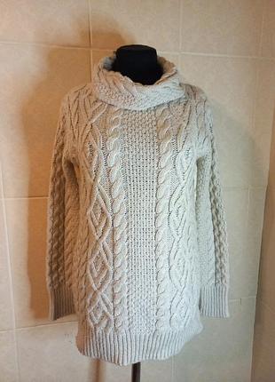 Светер вязаный косами шерсть