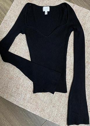 Жіночий светр з декольте чорного коліру h&m