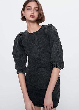 Ретро  стильна денім  сукня колекції в стилі 60 x  zara з ефектом вивареності