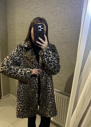 Терміново!шуба утеплена,штучне хутро,леопринт на xs