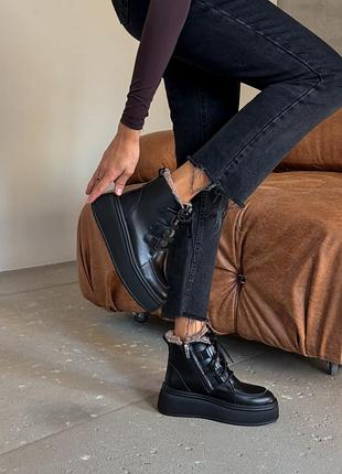 Женские кожаные ботинки ботинки сапожки зимние на зиму с мехом