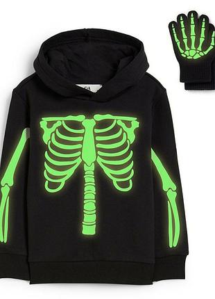 Худи и перчатки со скелетом