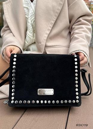 Сумка чорна джейкобс натуральна шкіра/натуральна замша