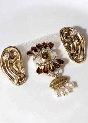 Брошь стиль schiaparelli серьги гвоздики уши комплект дьявольское око