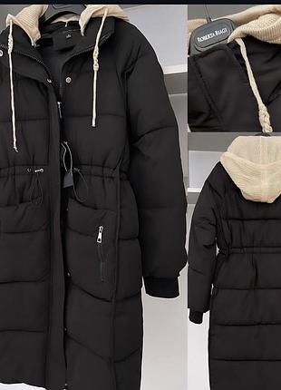 Красиве пальто з вʼязаним капюшоном 💞