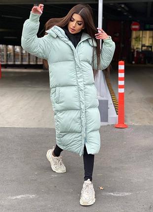 Зимняя длинная куртка пуховик зимнее пальто на пуху