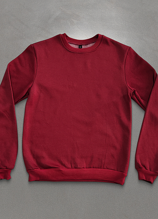 Свитшот классический, бордовый, турецкая трехнить на флисе. опт
