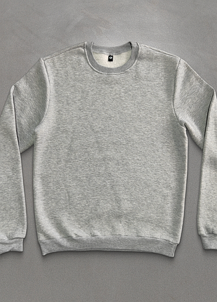 Світшот класичний, сірий, 3-х нитка на флісі, опт