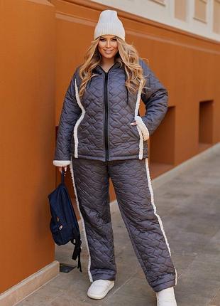 Теплый женский костюм на меху из плащевки, женский костюм из плащевки на меху 🔥