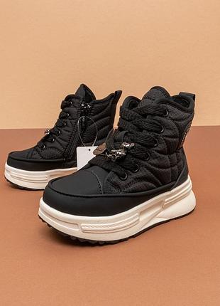 Зимові черевики для дівчинки чорні 27-31 детские ботинки для девочки зимние jong golf 3121255