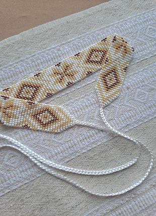 Чокер, ленточный гердан из чешского бисера