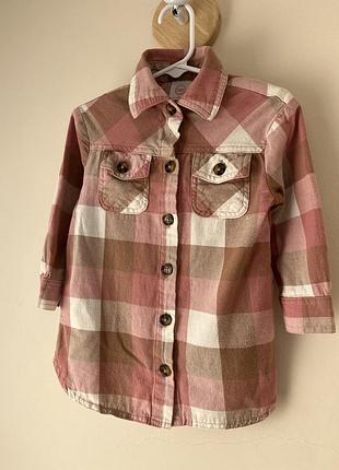 Тепла подовжена сорочка в клітинку на дівчинку 2-3 рочки